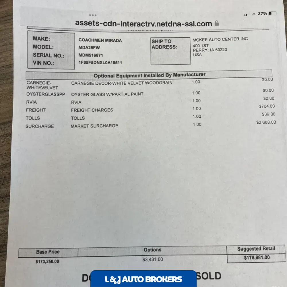 2020 Mirada Coachman motor home Base