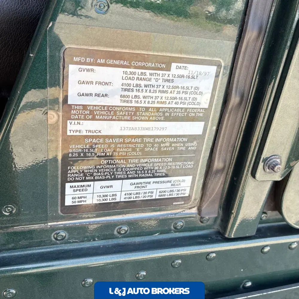 1998 Am General Hummer Hard Top